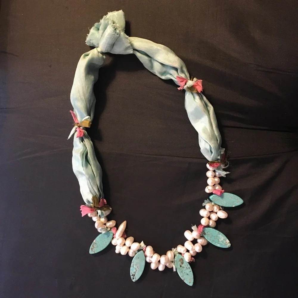 Stunning & Rare 48 Freshwater Pearls & Turquoise Vintage Necklace - FINAL SALE! - Picture 5 of 9